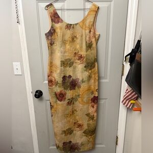 Virgo 90’s Y2K Floral Midi Dress in Earthy Tones